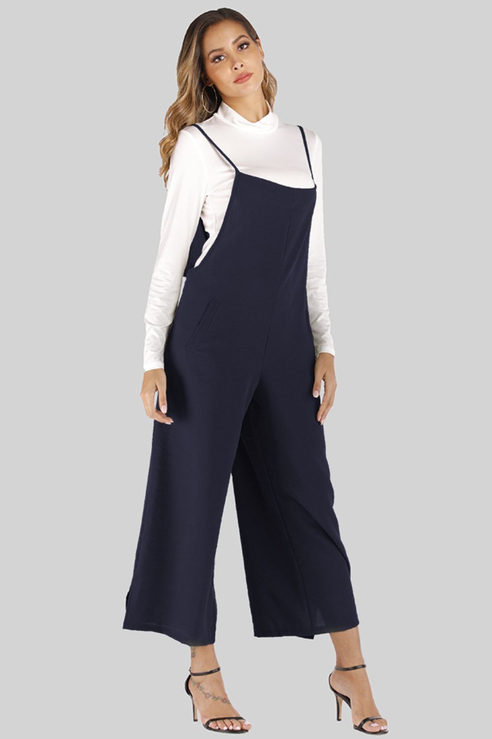 Ohai Cropped Wide Leg Overalls with Pockets S-5XL