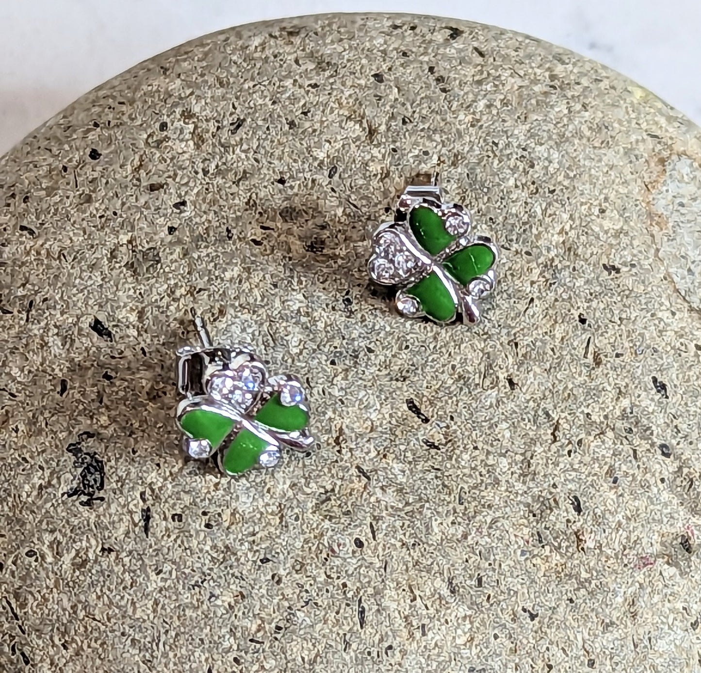 St. Patrick's Day Four Leaf Clover Sparkle Earrings