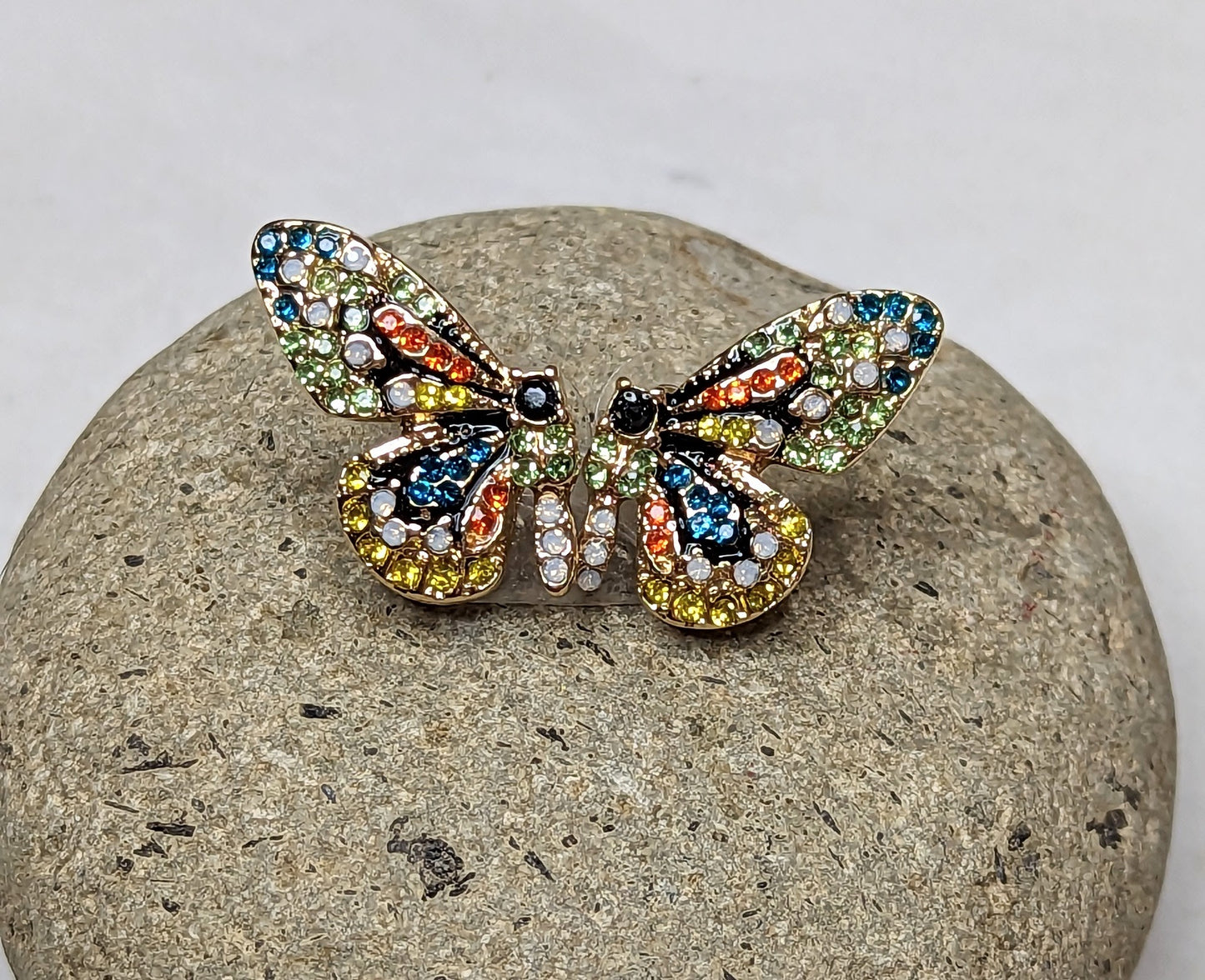 Butterfly Earrings with Colorful Crystals