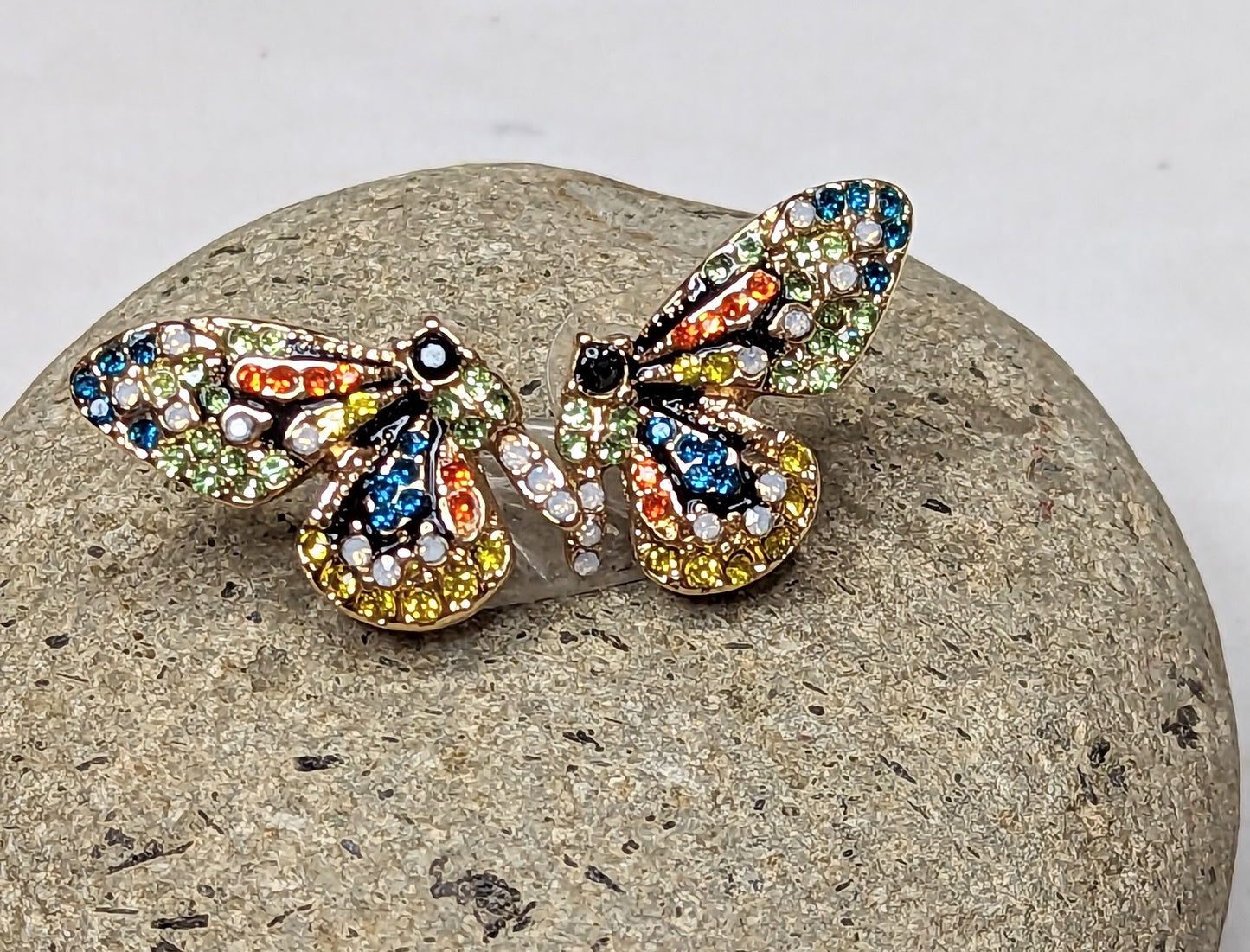 Butterfly Earrings with Colorful Crystals