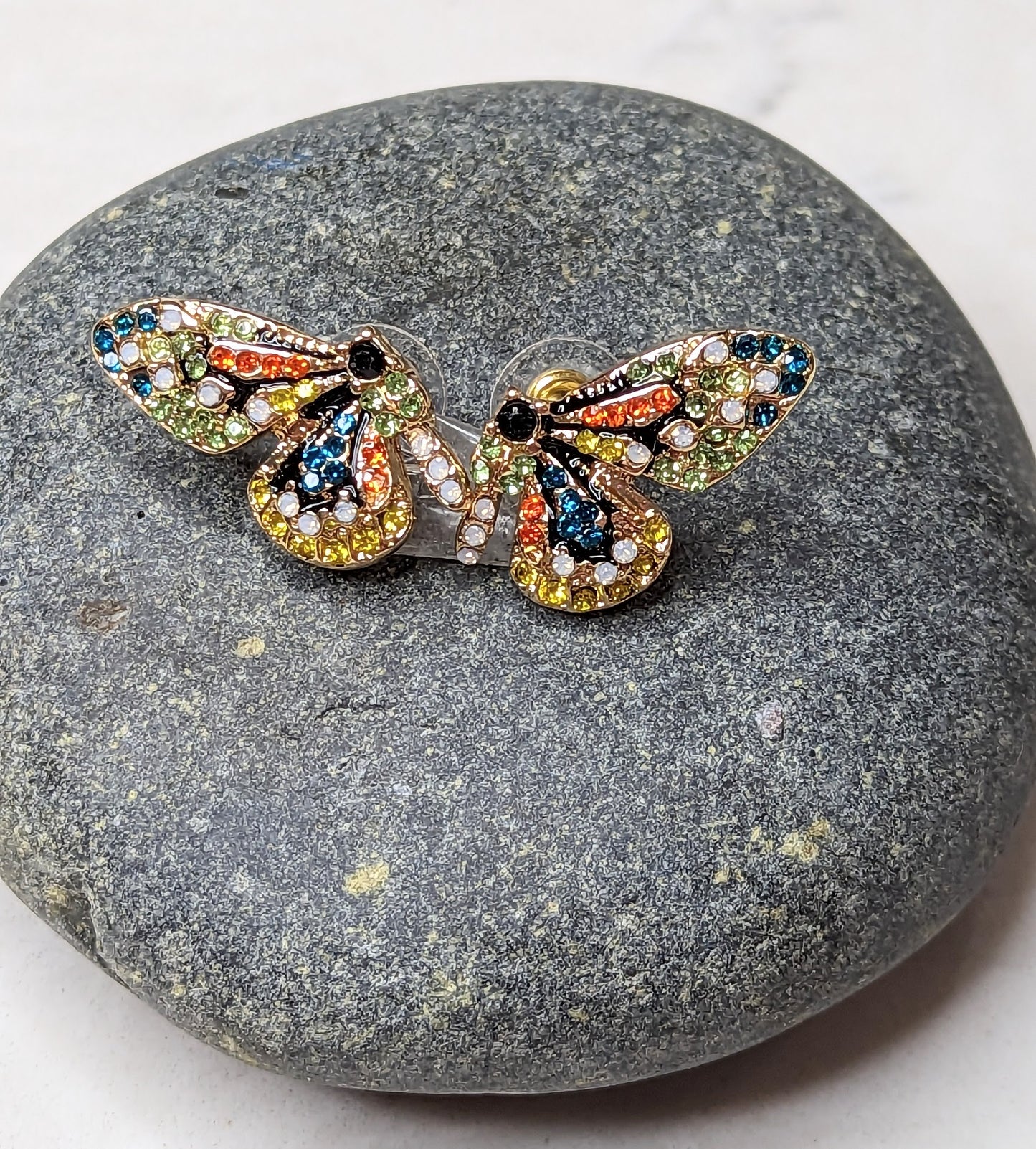 Butterfly Earrings with Colorful Crystals