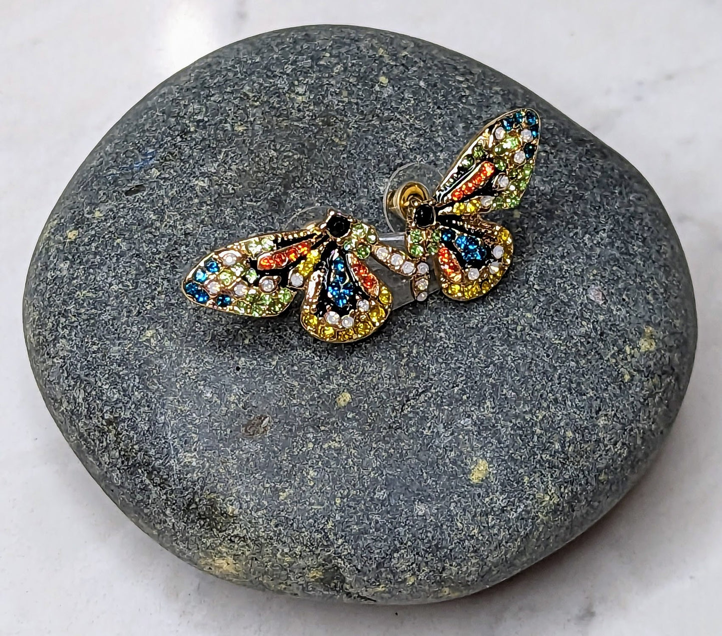 Butterfly Earrings with Colorful Crystals