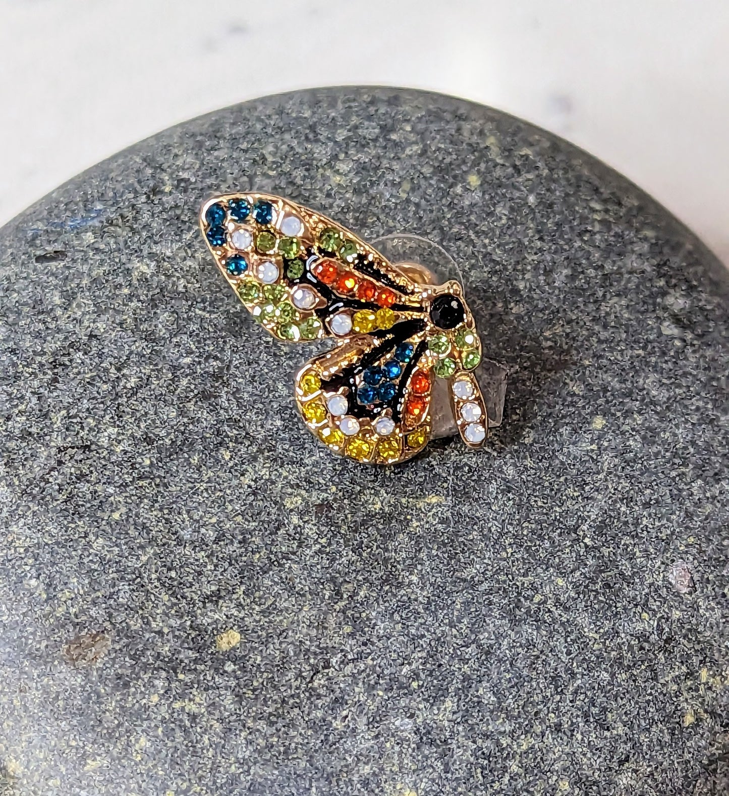 Butterfly Earrings with Colorful Crystals