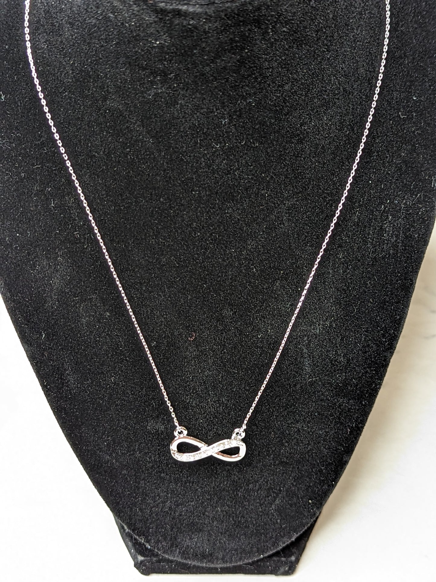 Infinity Symbol Necklace White Gold Plated Pendant with Crystals