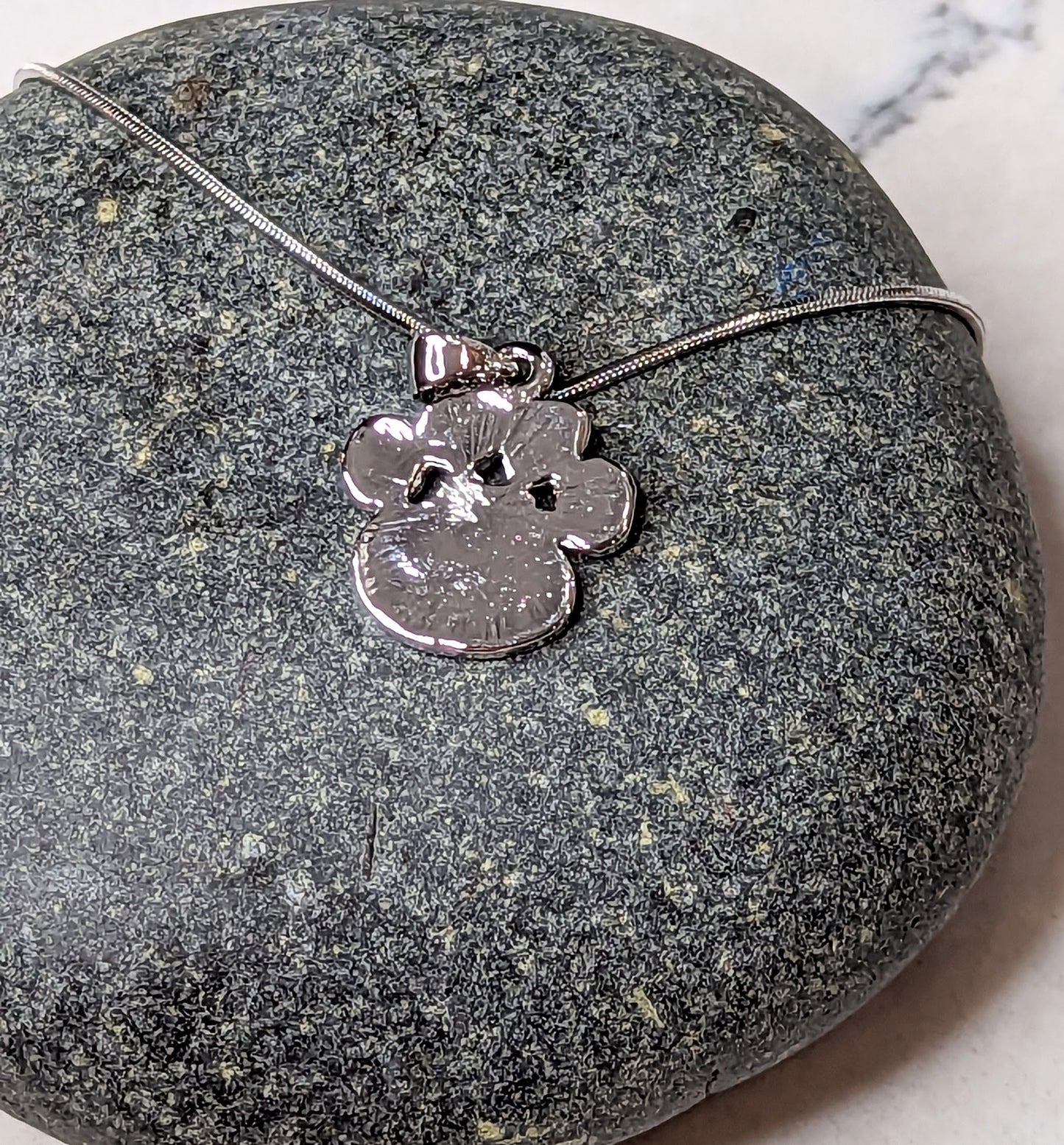 Paw Print Necklace White Gold Plated Pendant with Crystals
