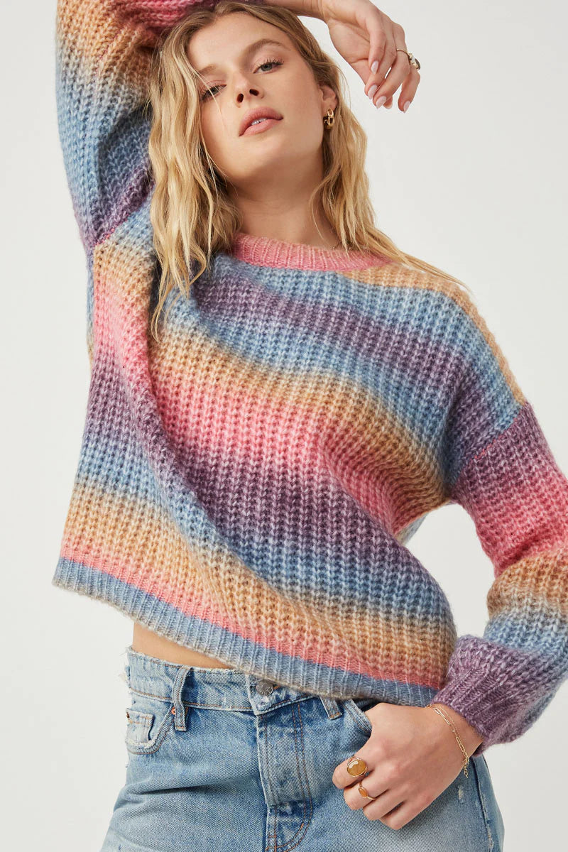 Paige Misses Ombre Rainbow Chunky Knit Sweater S-L