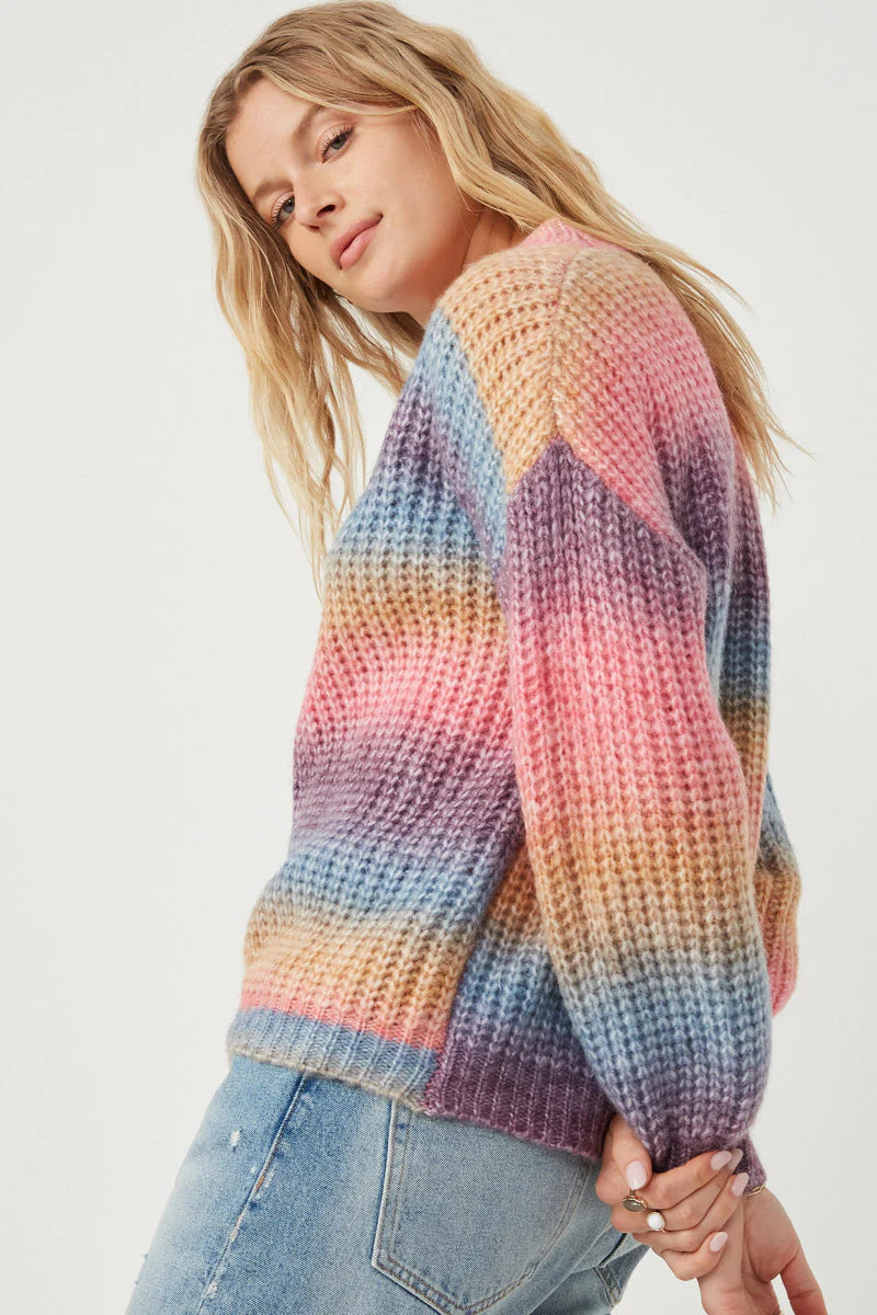 Paige Misses Ombre Rainbow Chunky Knit Sweater S-L