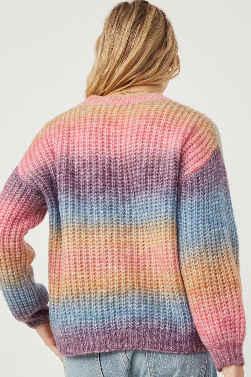 Paige Misses Ombre Rainbow Chunky Knit Sweater S-L