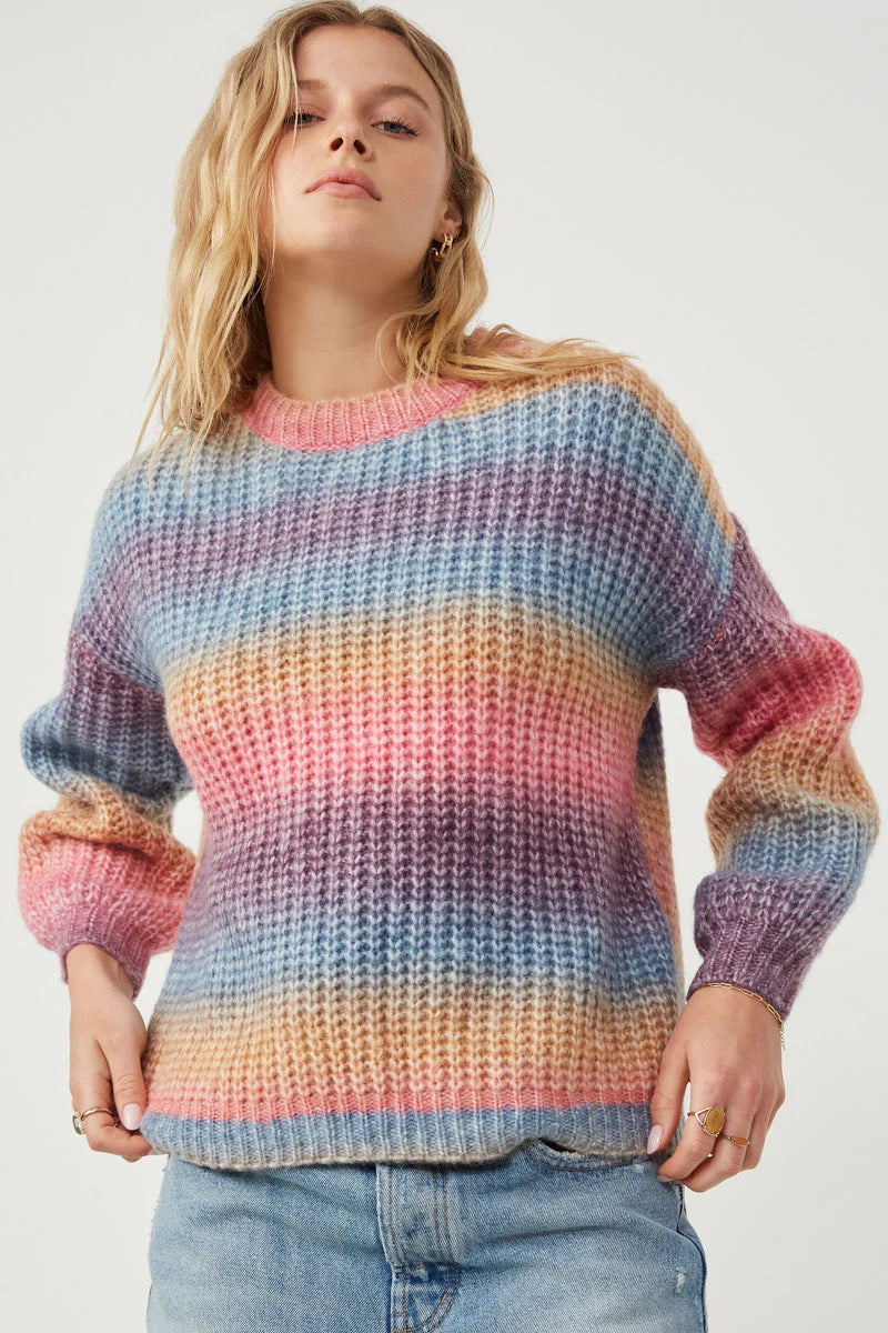 Paige Misses Ombre Rainbow Chunky Knit Sweater S-L