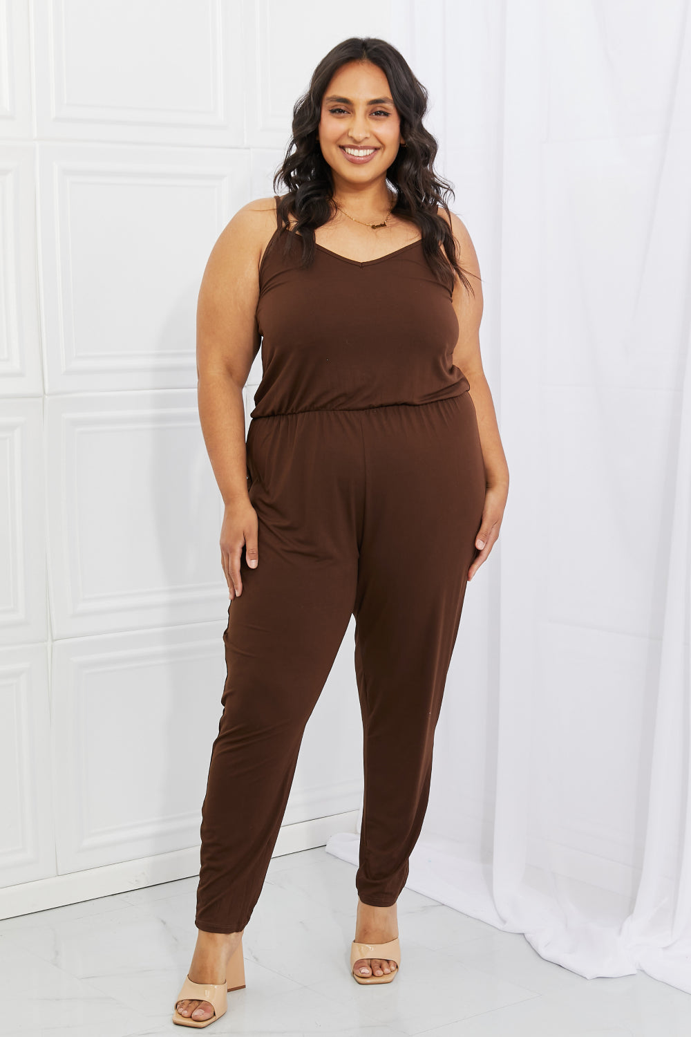 Capella Chocolate Comfy Casual Stretchy Jumpsuit S-3XL