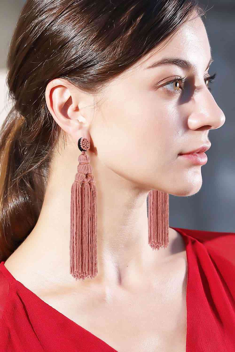 Beaded Long Tassel Fashion Earrings