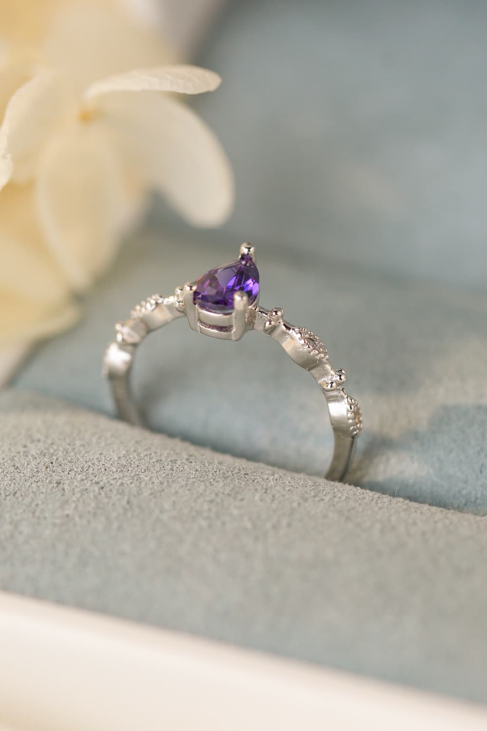 Amethyst Teardrop 925 Sterling Silver Ring