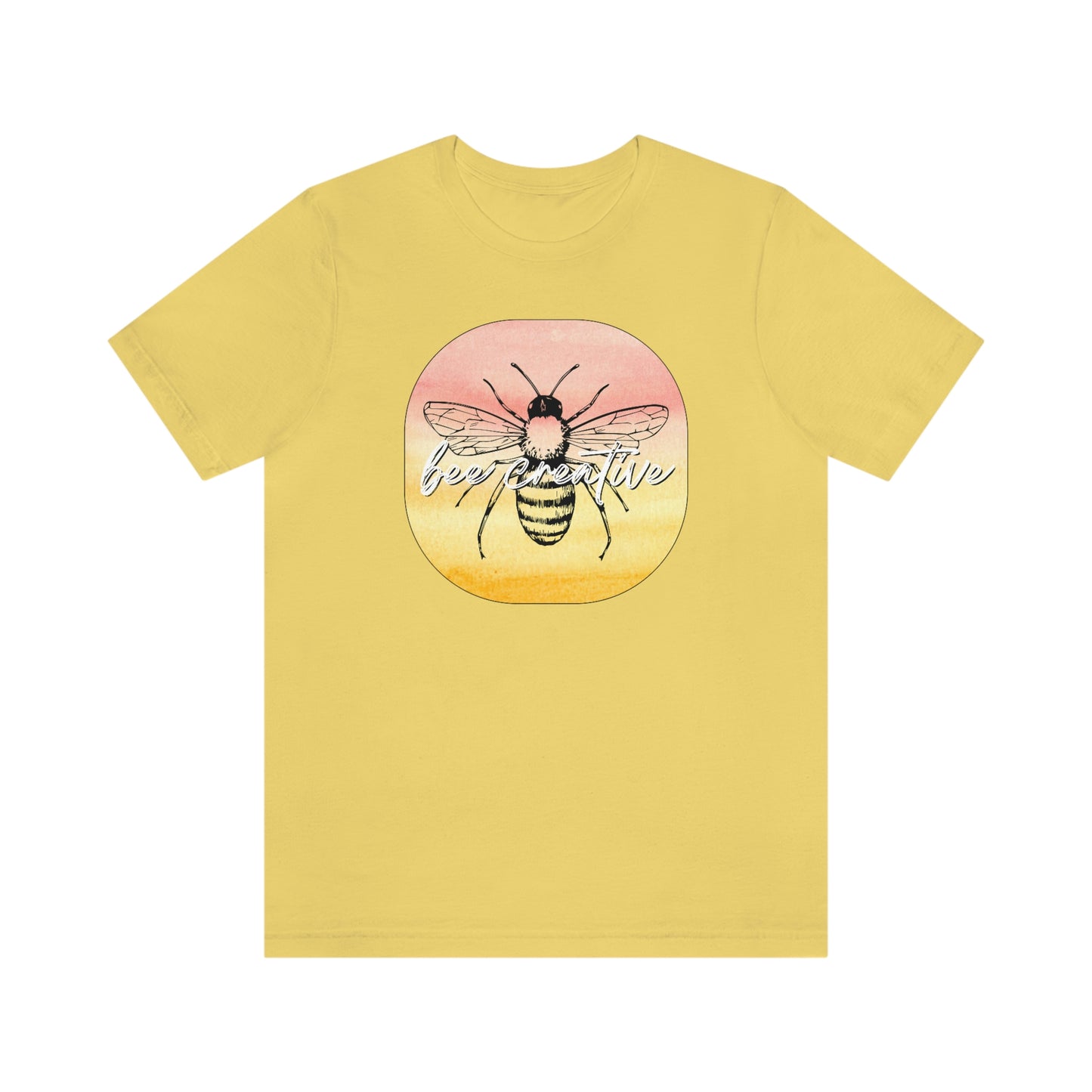 Bee Creative Orange Yellow Ombre Watercolor Background Makers Artists Crafters Unisex Jersey Short Sleeve Tee Small-3XL