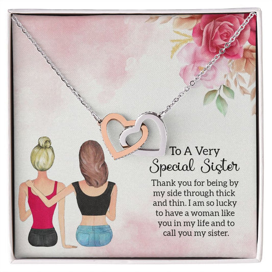 Special Sister Interlocking Hearts Necklace