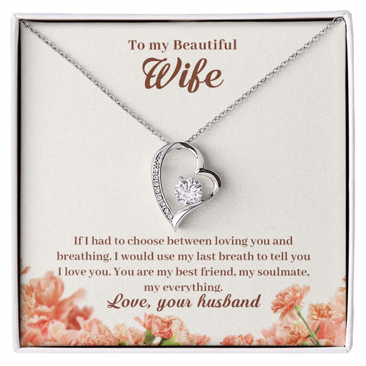 To My Beautiful Wife Heart Necklace