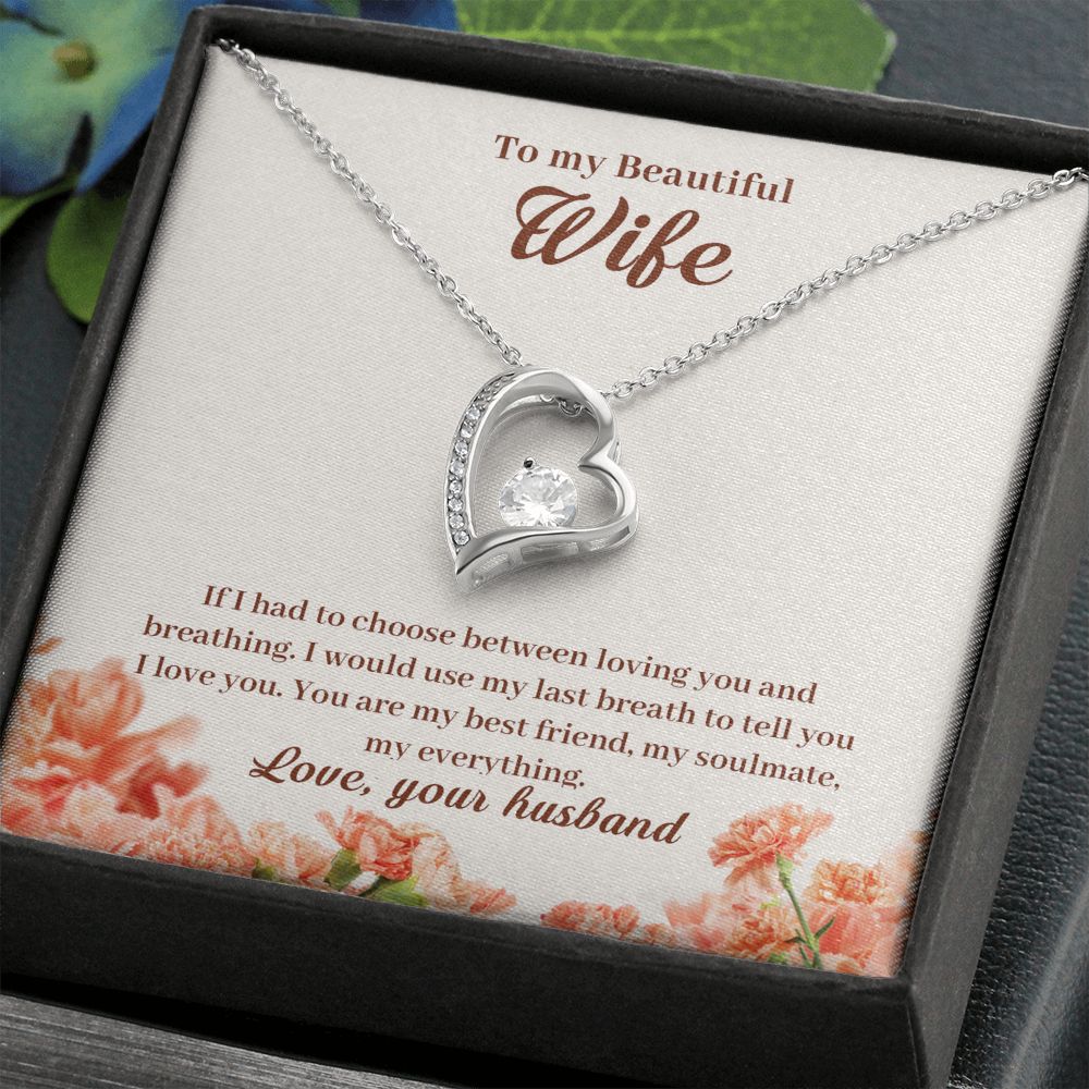 To My Beautiful Wife Heart Necklace