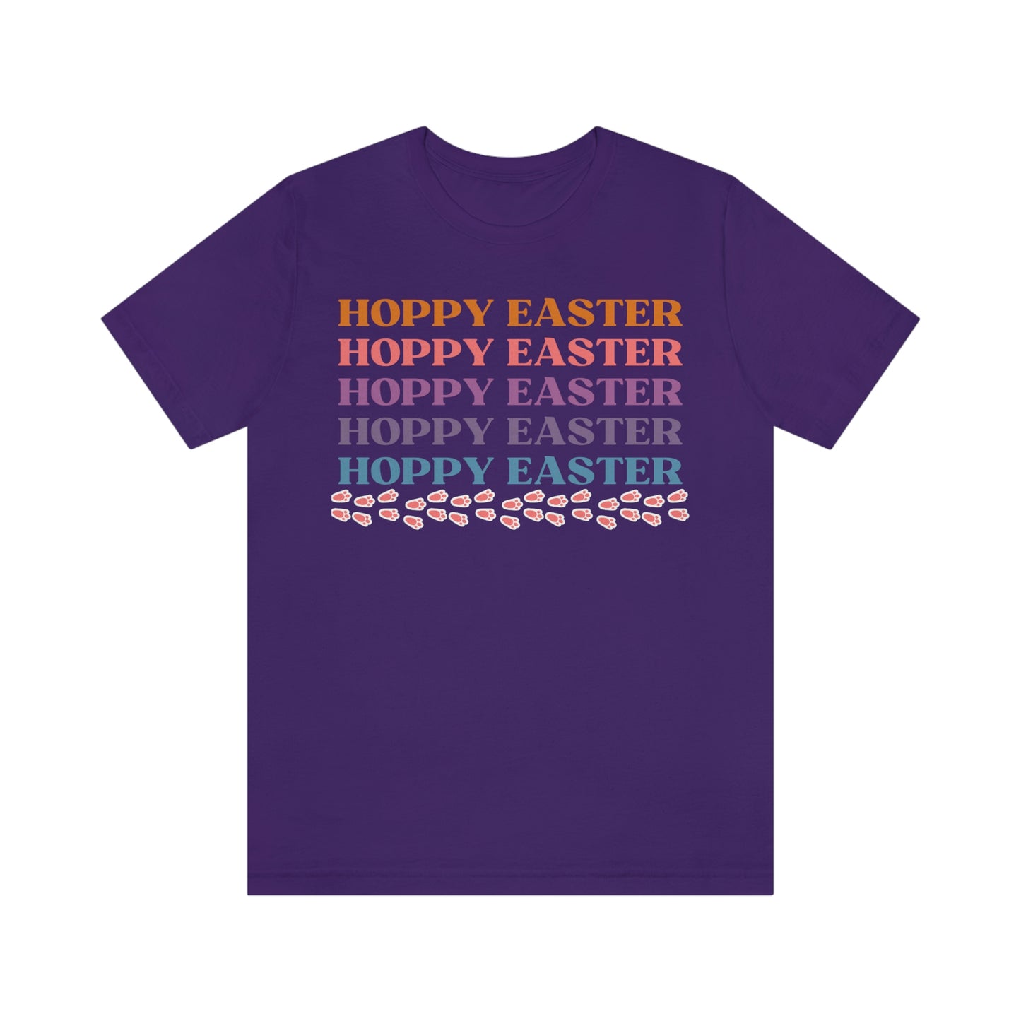 Hoppy Easter Bunny Rabbit Tracks Paw Prints Unisex Jersey Short Sleeve Tee Small-3XL Happy Easter