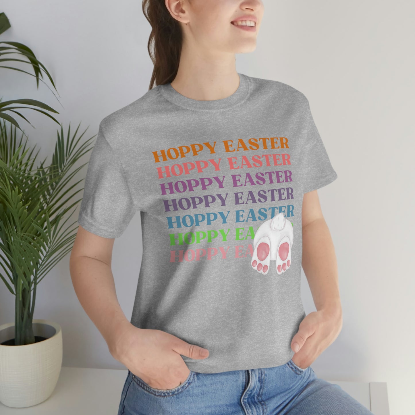 Hoppy Easter Bunny Rabbit Cotton Tail Unisex Jersey Short Sleeve Tee Small-3XL Happy Easter