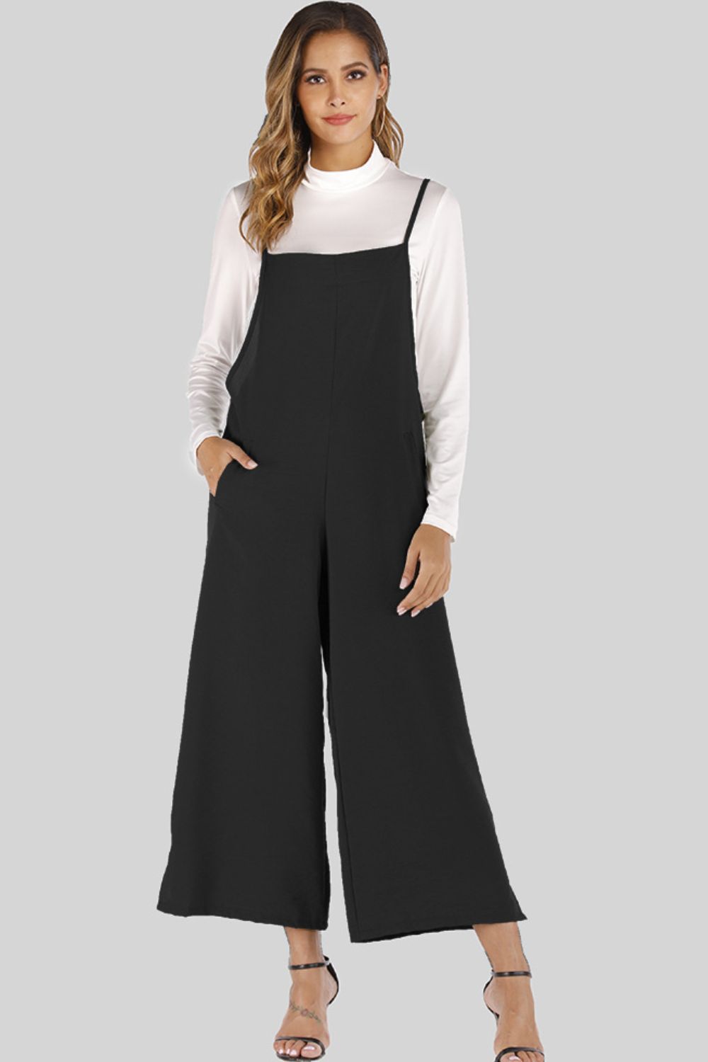 Ohai Cropped Wide Leg Overalls with Pockets S-5XL