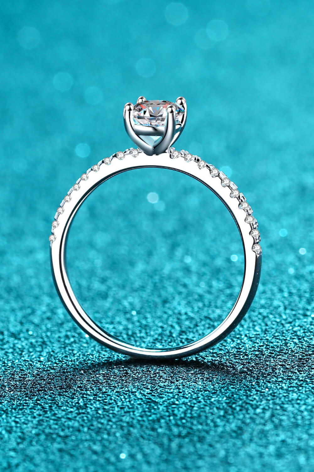 1 Carat Moissanite Oval Ring Sterling Silver Inlaid with Zircon Accents