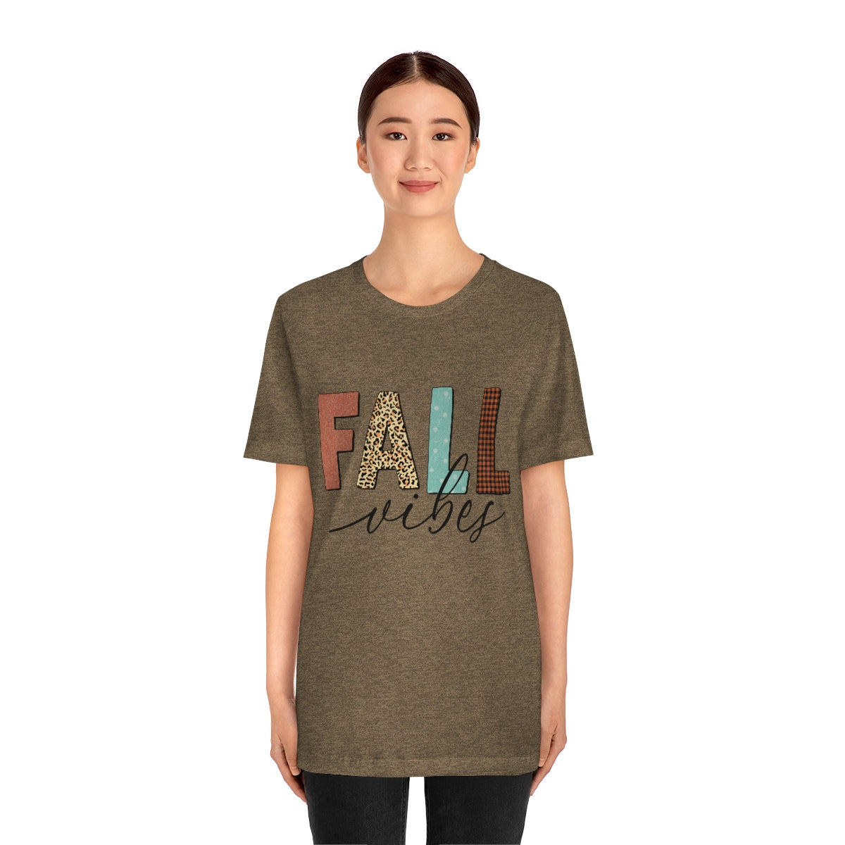 Fall Vibes with Leopard, Polka Dot and Plaid Print Unisex Jersey Short Sleeve Tee S-3XL