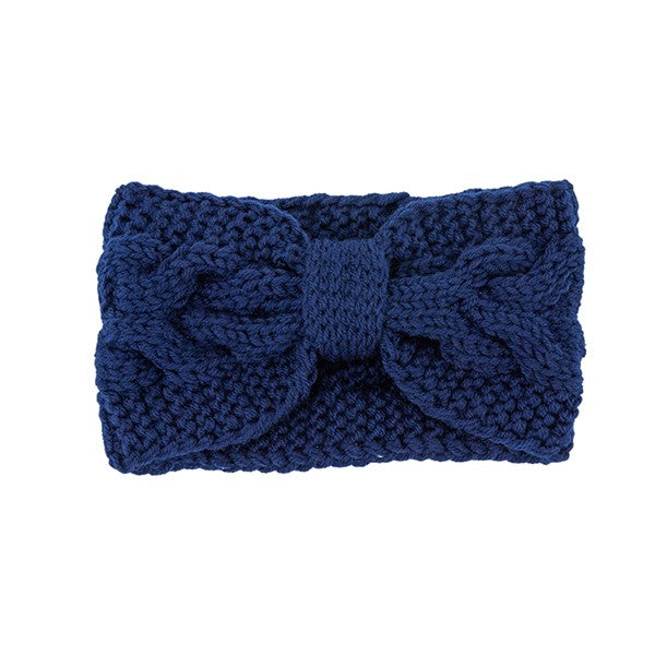 Knitted Bow Ear Warmer Stretchy Winter Headband 8 Colors