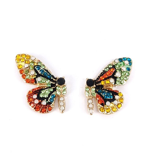 Butterfly Earrings with Colorful Crystals