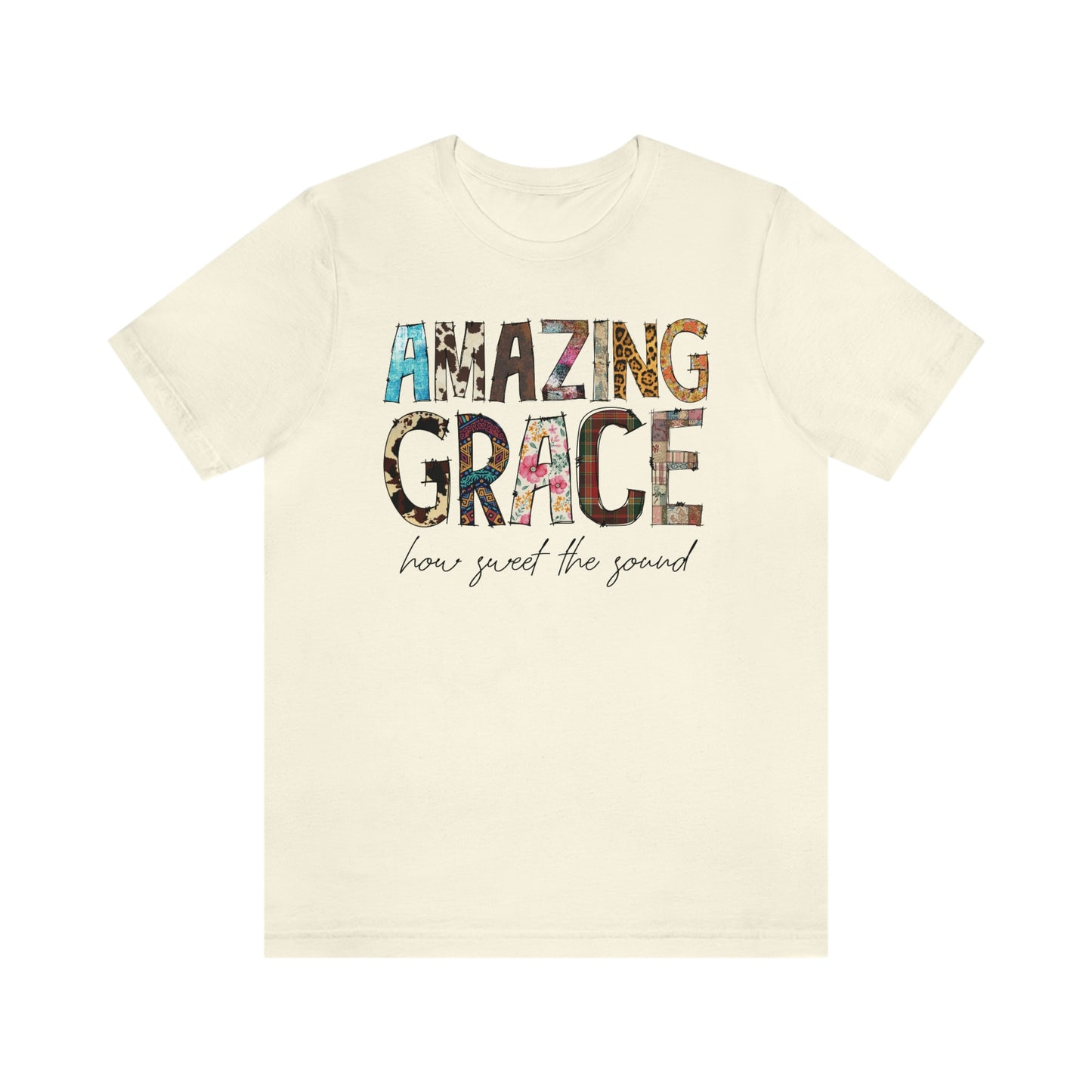 Amazing Grace Mixed Media Look Unisex Jersey Short Sleeve Tee S-3XL