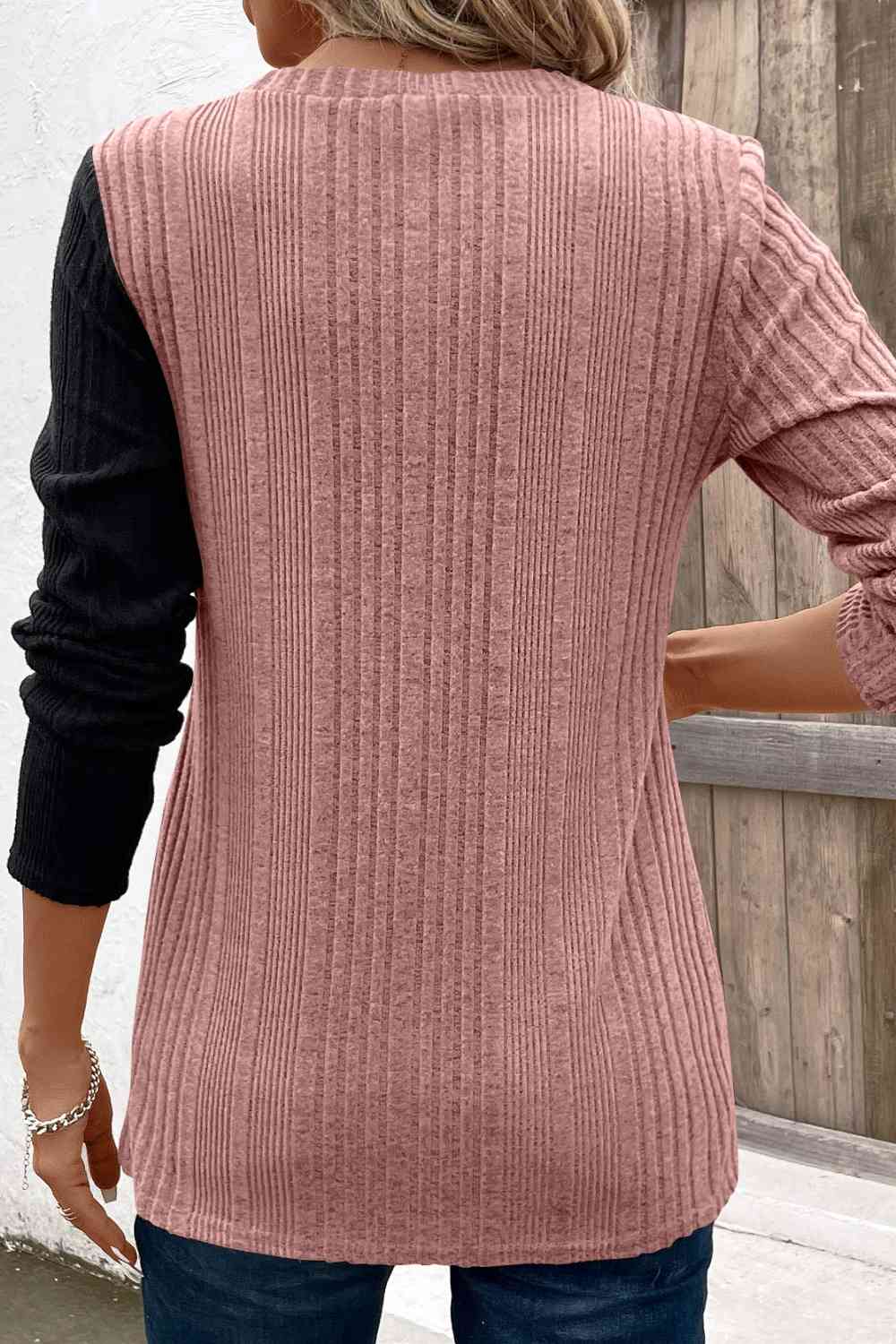 Contrast Long Sleeve Knit Top