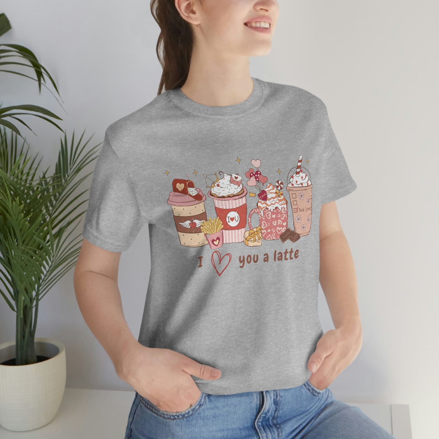 I (heart) Love You a Latte Be Mine Valentine Jersey Short Sleeve Tee Small-3XL