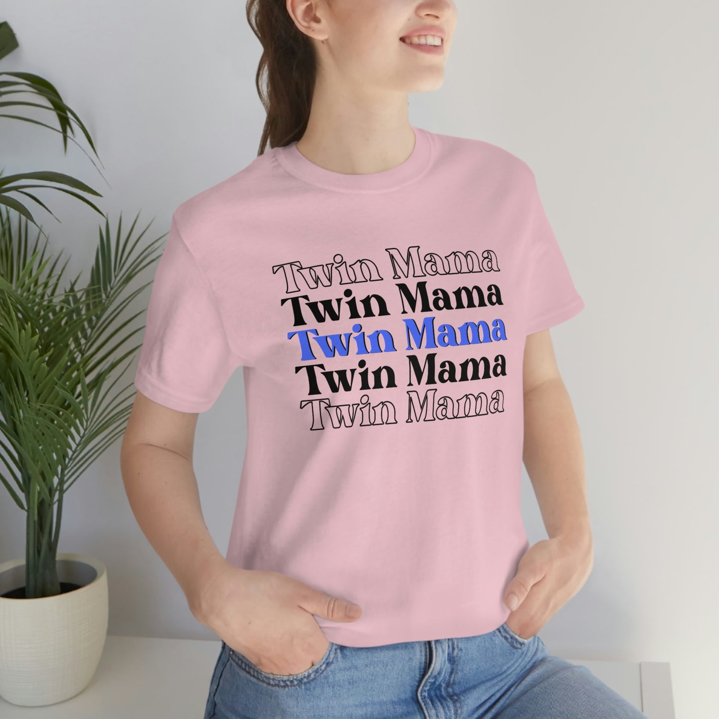 Twin Mama Blue Retro Style Unisex Jersey Short Sleeve Tee Small-3XL