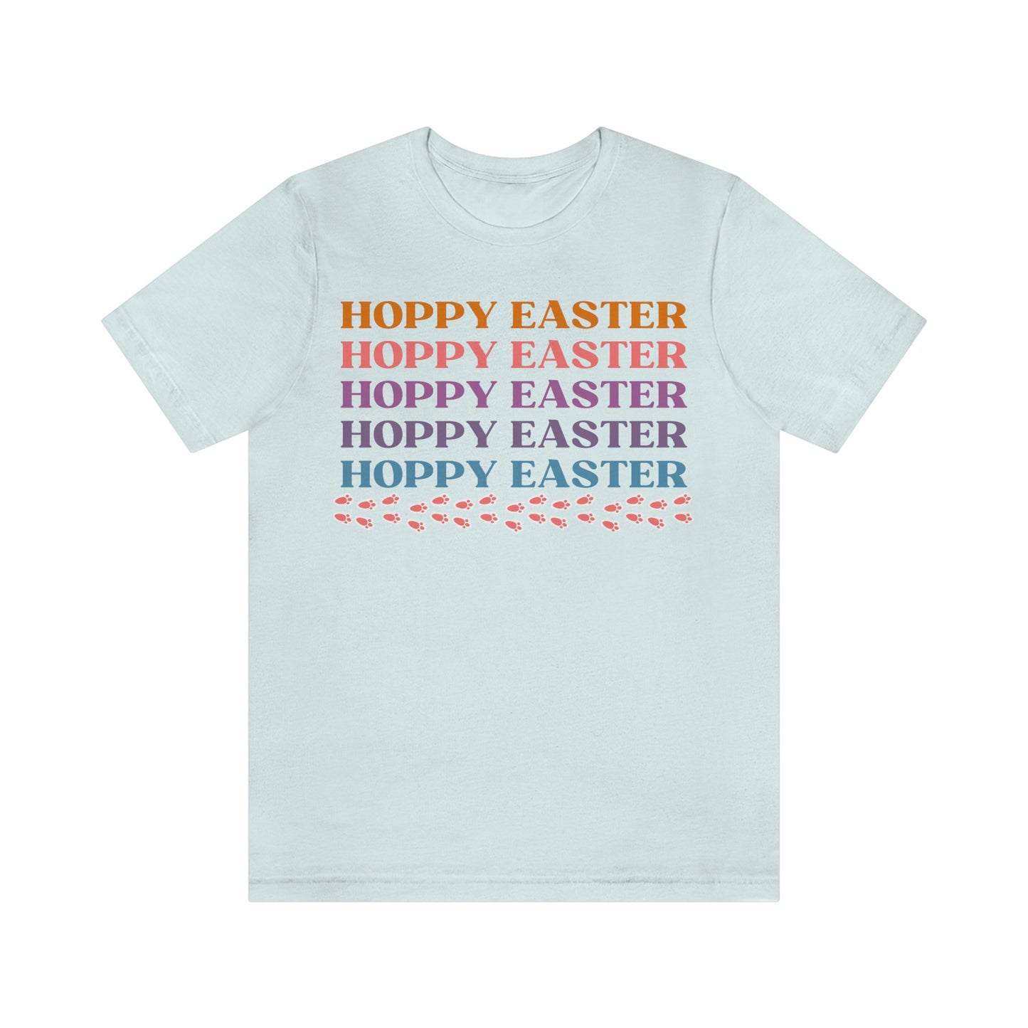 Hoppy Easter Bunny Rabbit Tracks Paw Prints Unisex Jersey Short Sleeve Tee Small-3XL Happy Easter