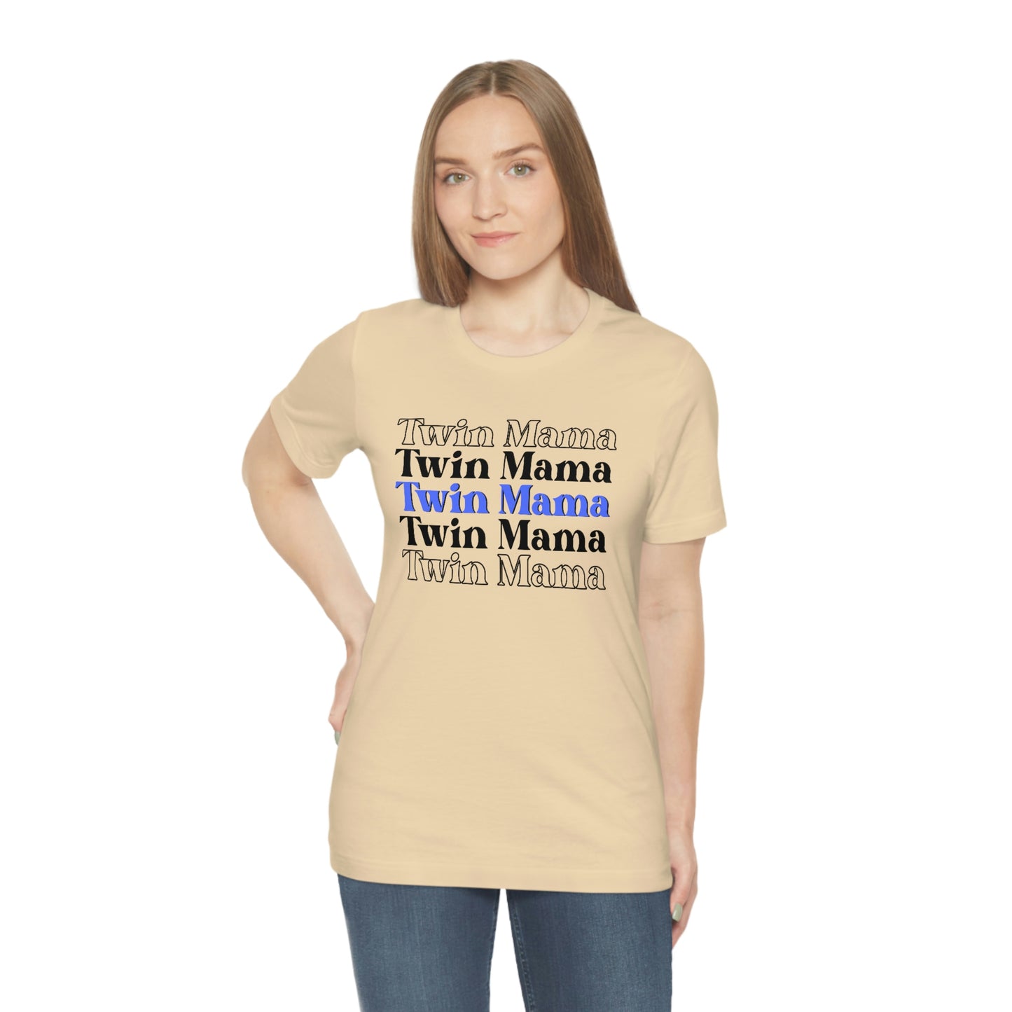 Twin Mama Blue Retro Style Unisex Jersey Short Sleeve Tee Small-3XL