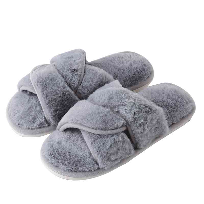 Faux Fur Twisted Strap Slippers Sizes 5-12