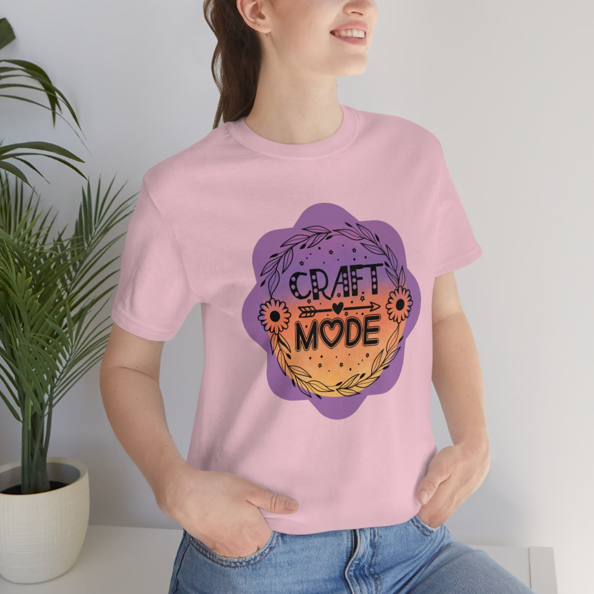 Craft Mode Purple Doodle Flower Unisex Jersey Short Sleeve Tee S-3XL