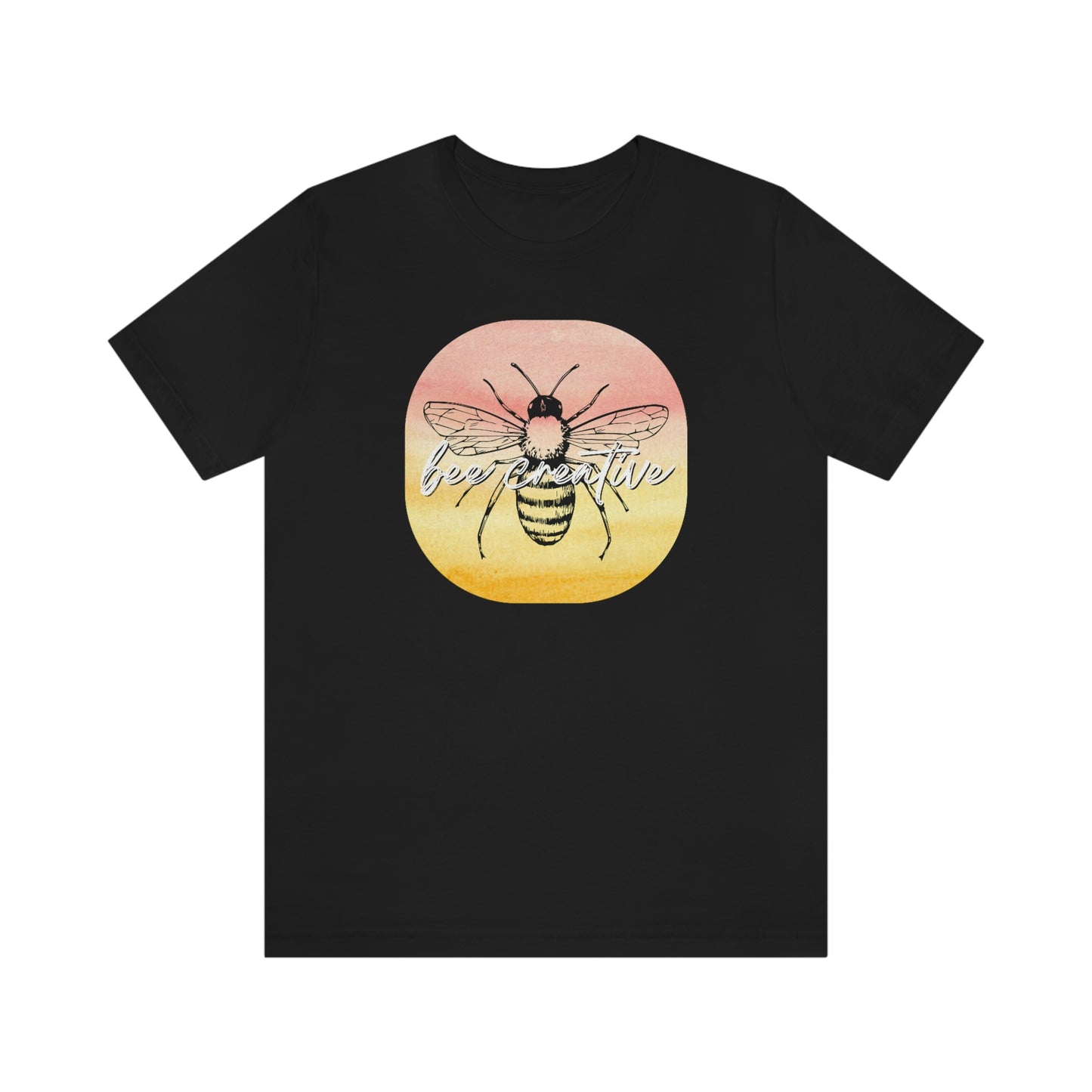 Bee Creative Orange Yellow Ombre Watercolor Background Makers Artists Crafters Unisex Jersey Short Sleeve Tee Small-3XL