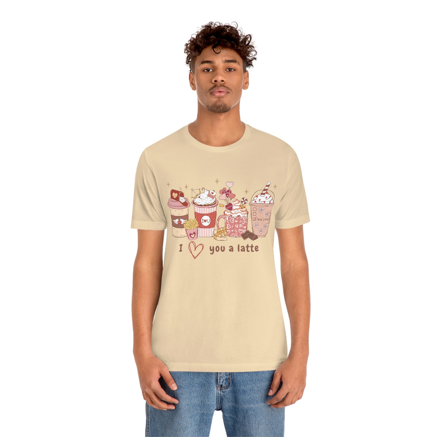 I (heart) Love You a Latte Be Mine Valentine Jersey Short Sleeve Tee Small-3XL