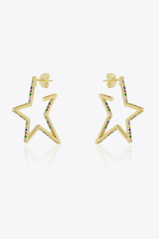 Star Gold Plated Zircon Earrings