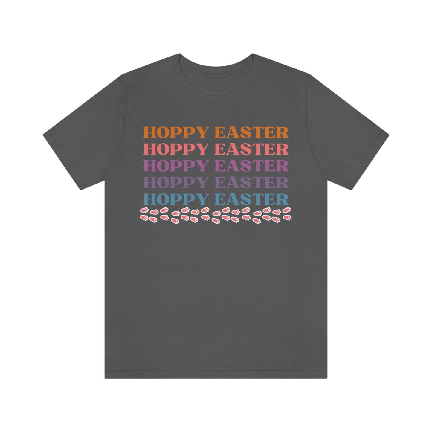 Hoppy Easter Bunny Rabbit Tracks Paw Prints Unisex Jersey Short Sleeve Tee Small-3XL Happy Easter