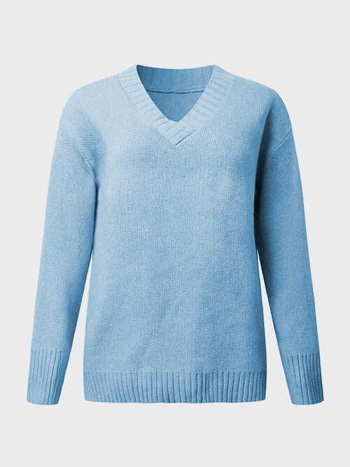Hadley Deep V-Neck Long Sleeve Knit Top