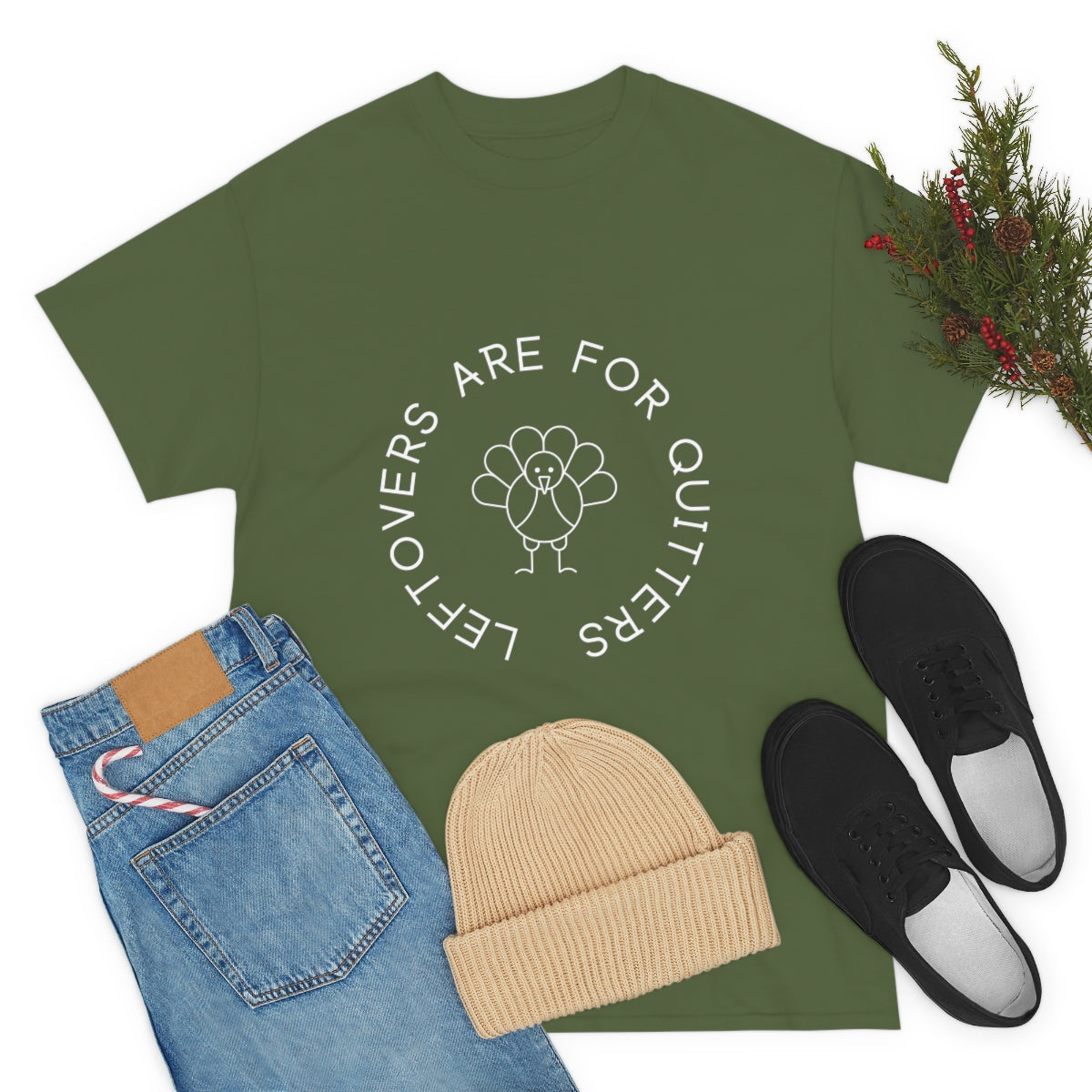 Leftovers are for Quitters Thanksgiving Turkey Tee S-5X