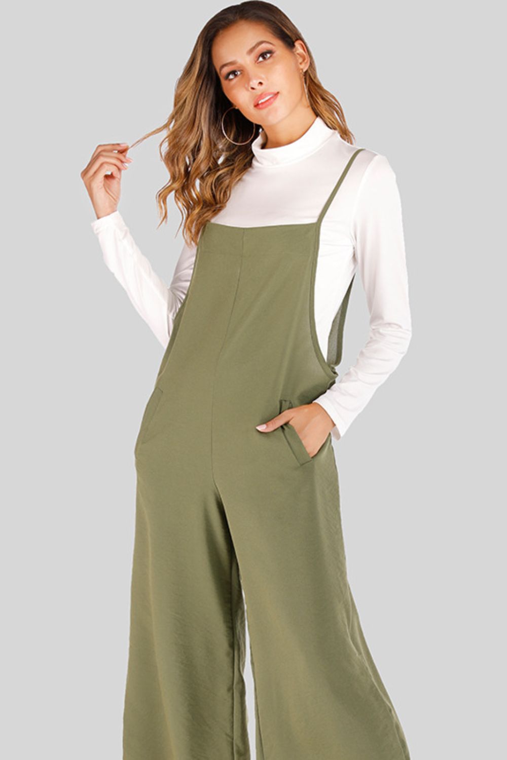 Ohai Cropped Wide Leg Overalls with Pockets S-5XL