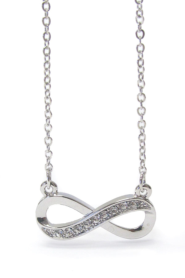 Infinity Symbol Necklace White Gold Plated Pendant with Crystals