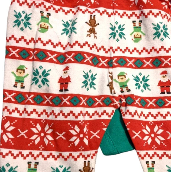 Team Santa Green Red 3 Piece Set Hat Snowman Reindeer Christmas Holiday 0-3 Mos.
