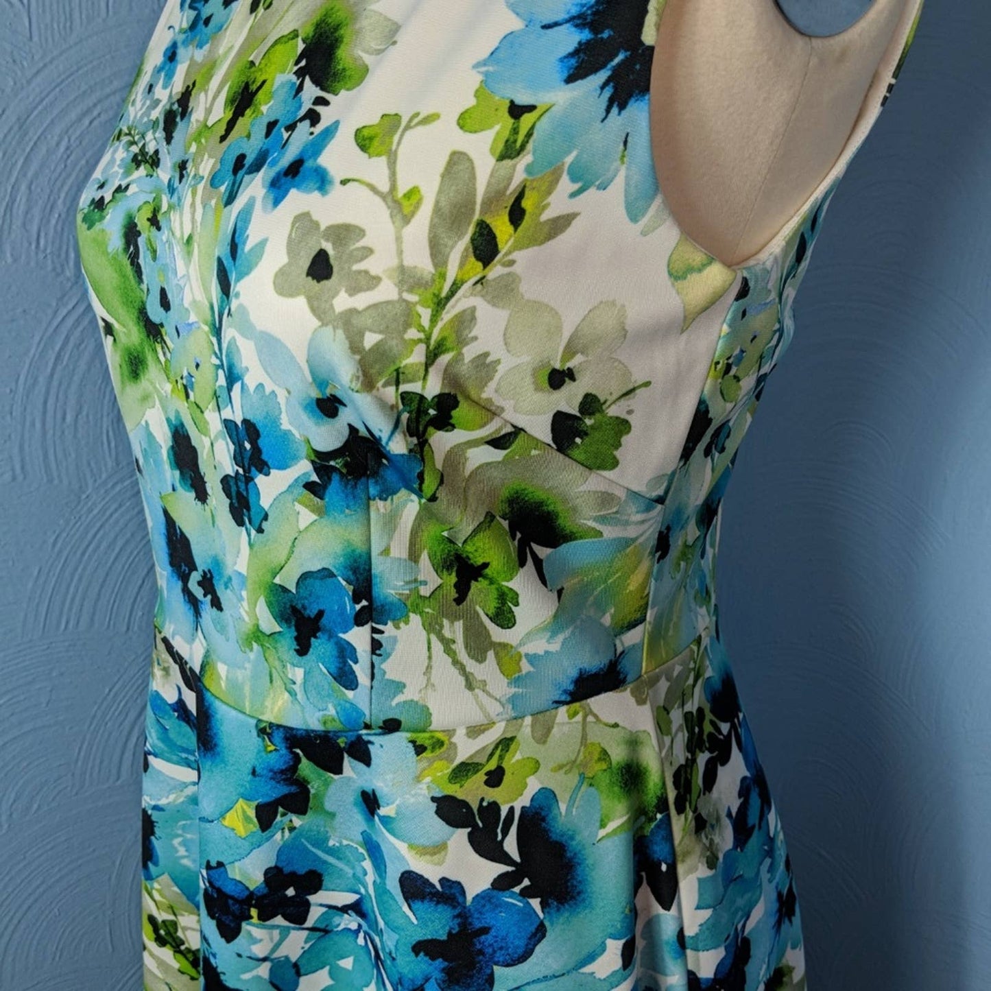ALEX MARIE NEW Floral Blue Asymmetrical Dress 8