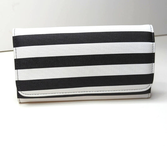 KUT FROM THE KLOTH Black White Striped Slimfold Wallet Vegan Leather NEW