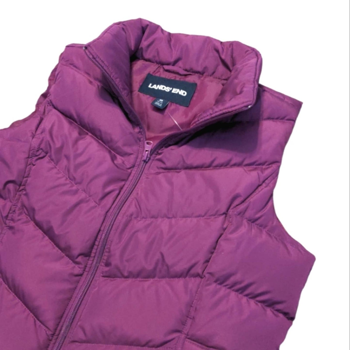 LANDS' END Purple Puffer Down Feather HyperDry Full Zipper HyperDry Vest Medium