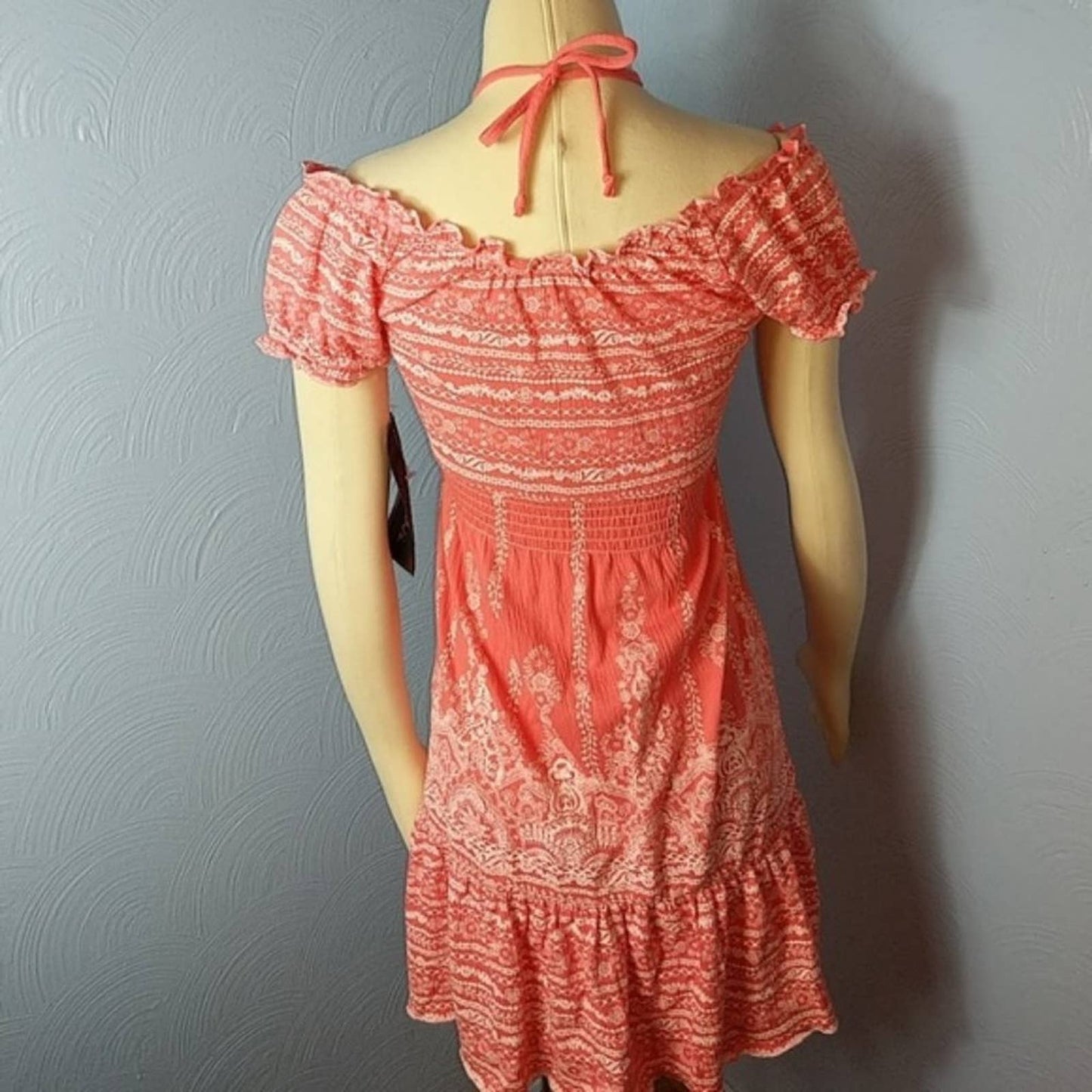 ALMOST FAMOUS Coral Off Shoulder Dress NEW Large