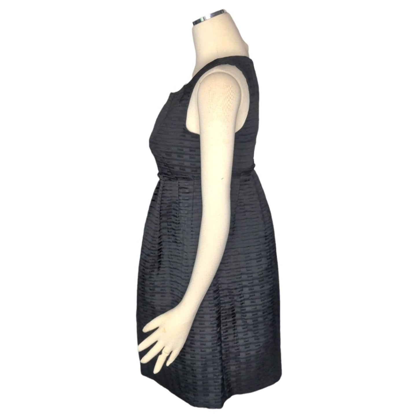 MAX AND CLEO Little Black Cocktail Dress Pleated Textured Pockets size 6