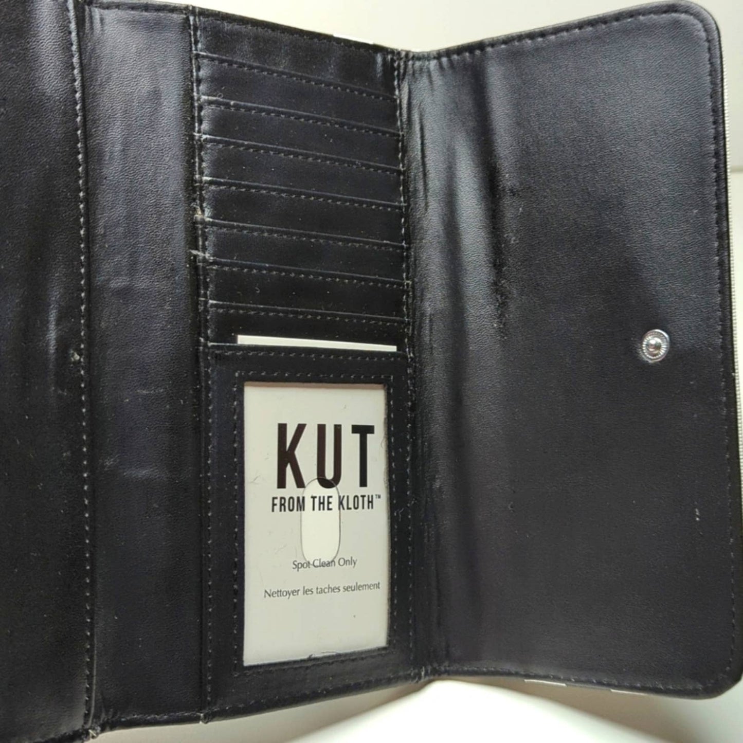KUT FROM THE KLOTH Black White Striped Slimfold Wallet Vegan Leather NEW
